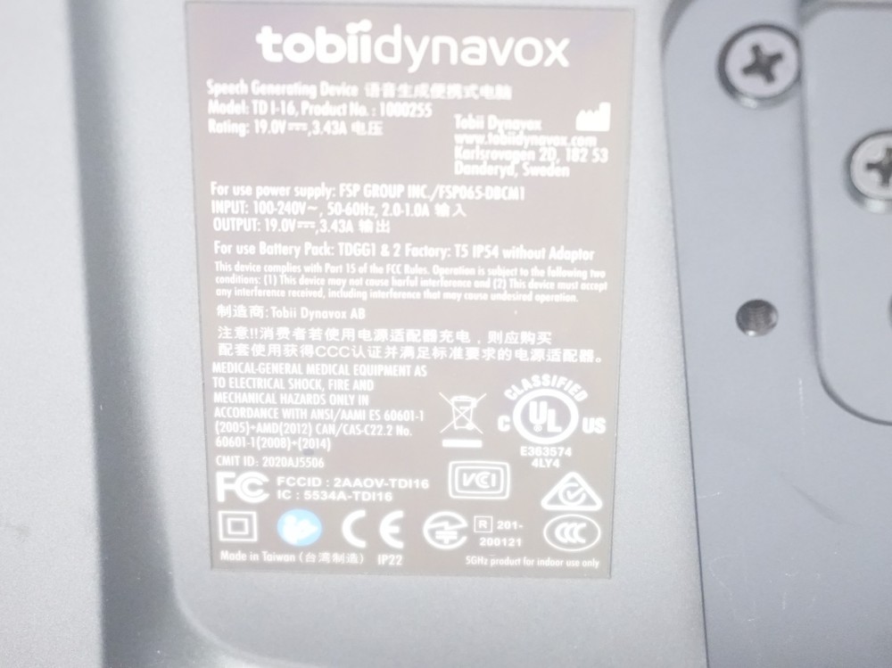 Tobii Dynavox i-16 Eye Tracking / Touchscreen Communicator / Speech Device