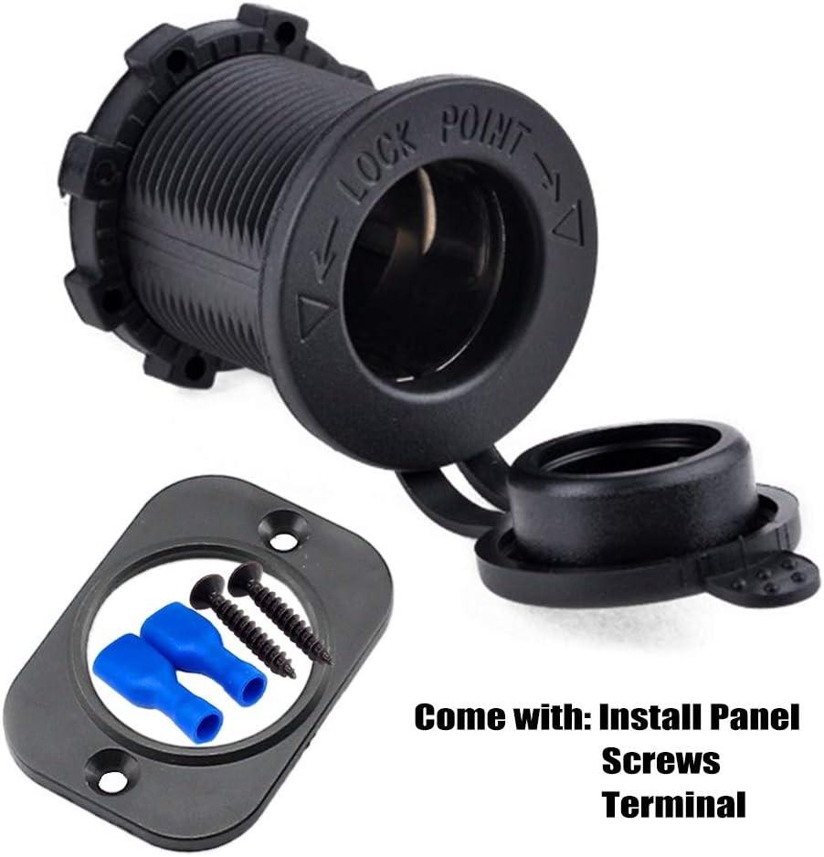 2 Pack Car Cigarette Lighter Socket DC 12V, Waterproof Power Outlet Adapter Repl