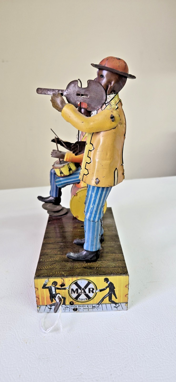 ANTIQUE WIND-UP MARX LITHOGRAPH TIN TOY "SPIC and SPAN" BAND - WORKING