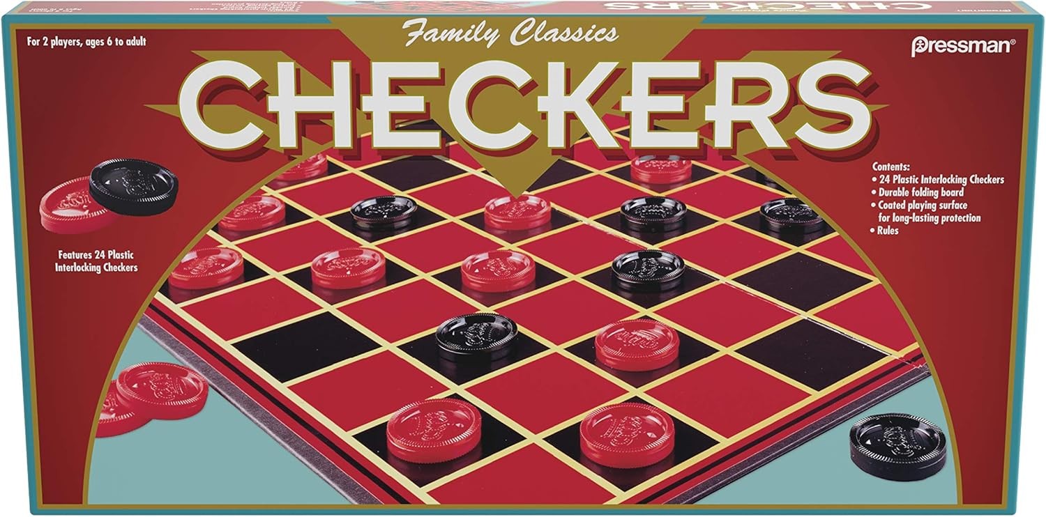 Family Classics Checkers -- With Folding Board and Interlocking Checkers