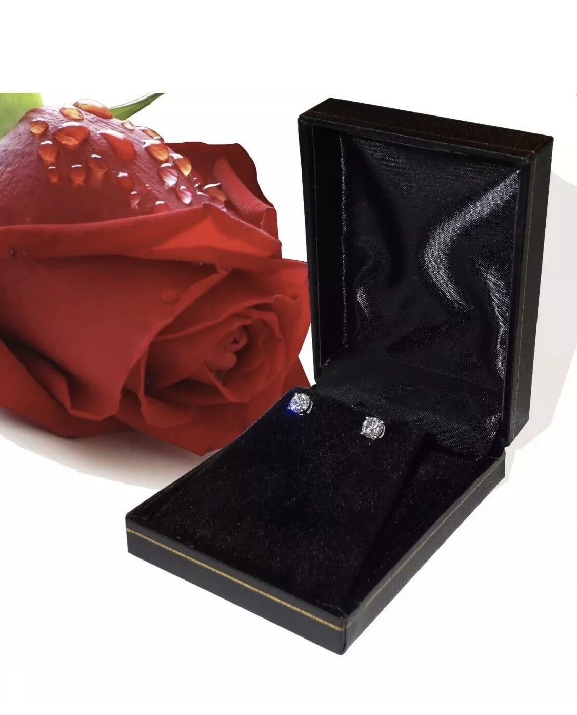 1/2 Ct Round Cut VVS1/D Lab Created Stud Earrings 14k White Gold Push Back 5mm