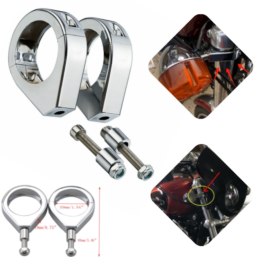 Fork Turn Signal Indicator Light Relocation Bracket Clamps Mount 39MM For Harley