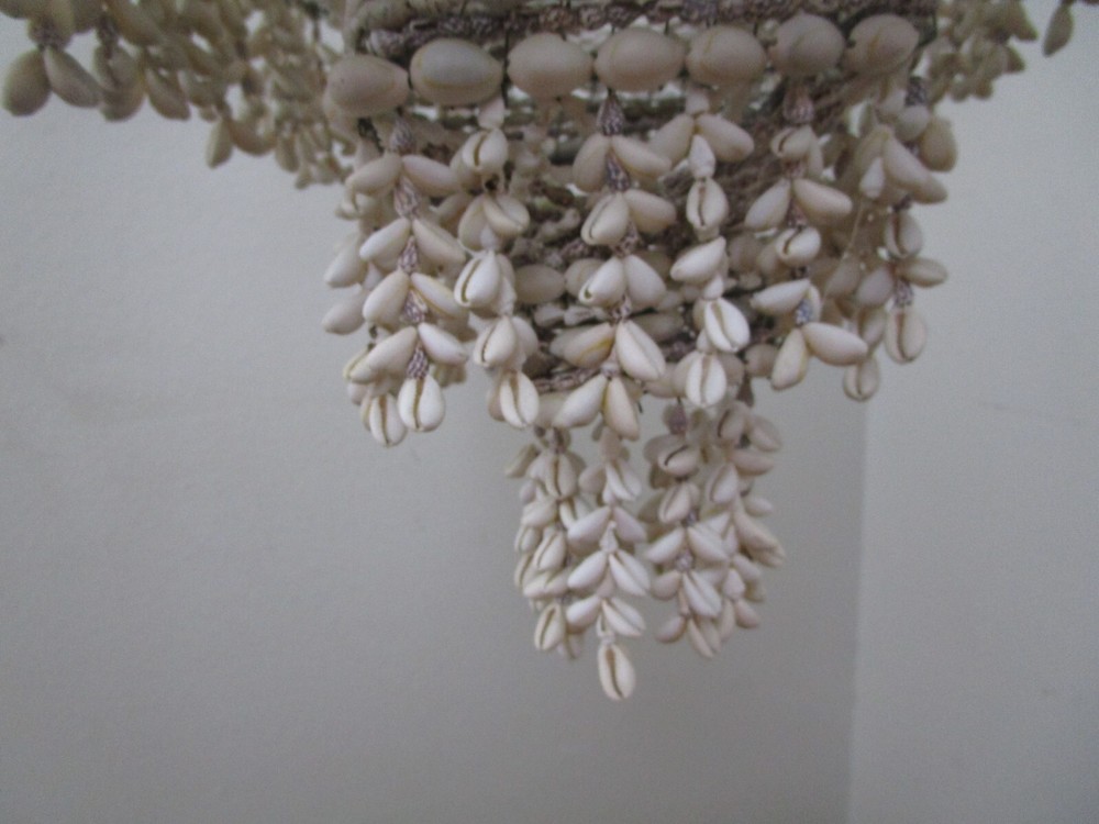 Mid Century Cowrie Shell Hanging Macrame Boho Plant Holder 4 Ft