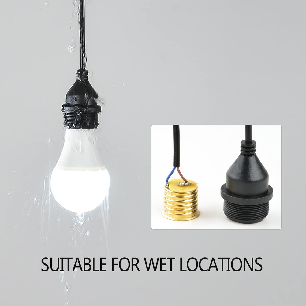 10Foot with Wire Electric Light Socket Waterproof Plug Light Outdoor Plug Lig...