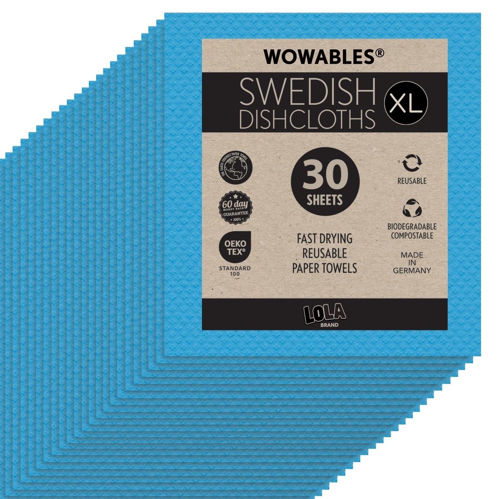 Swedish Dishcloths for Kitchen XL, 30 Sheet Roll, Biodegradable & Compostable...