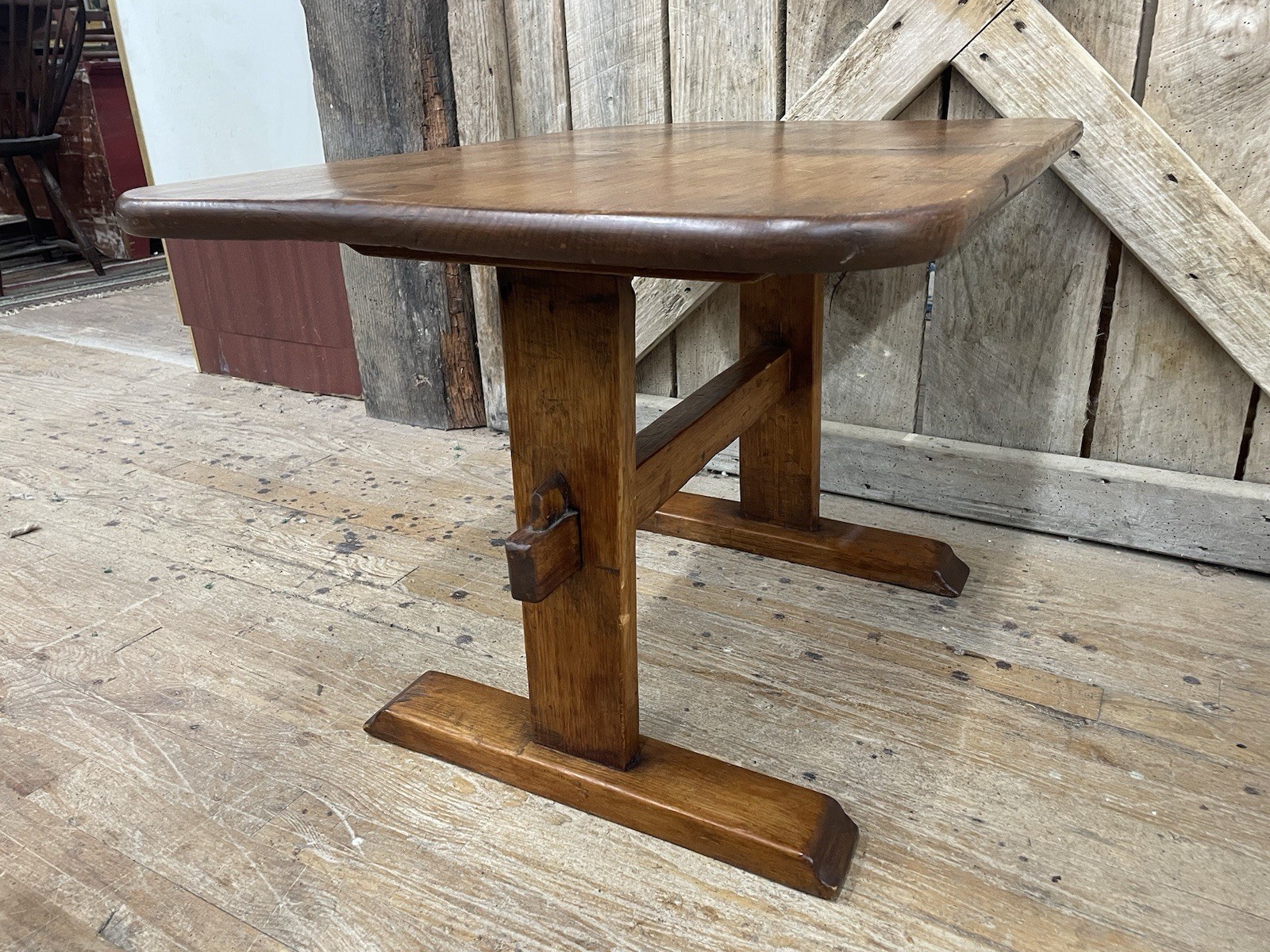 Antique Primtive Pine Trestle Table end or lamp stand coffee table size