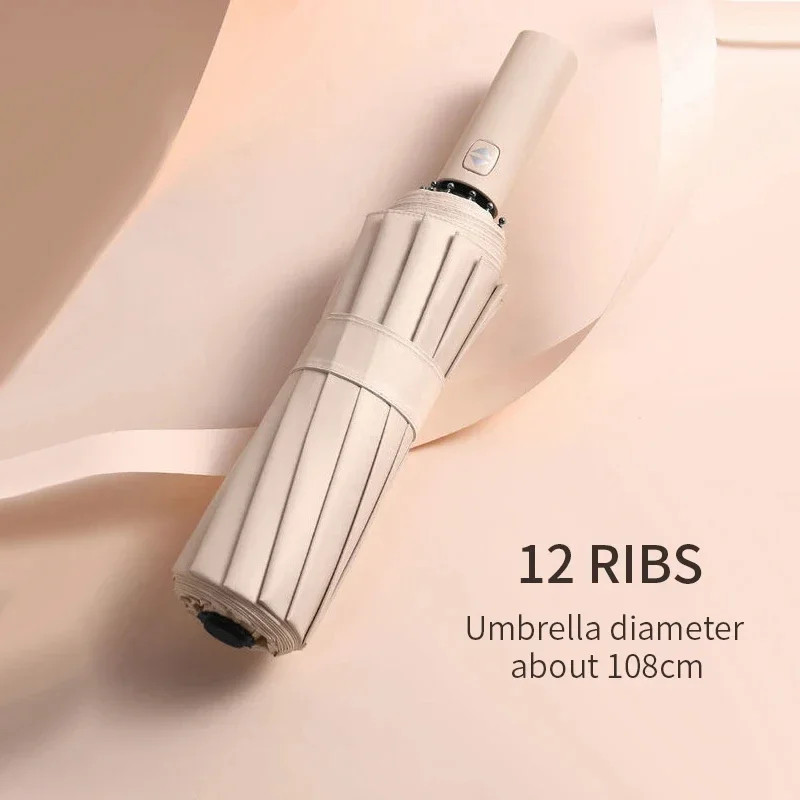 24 Bone Folding Umbrella Fully Automatic Double Bone SPF 50 UV Protection Rain R