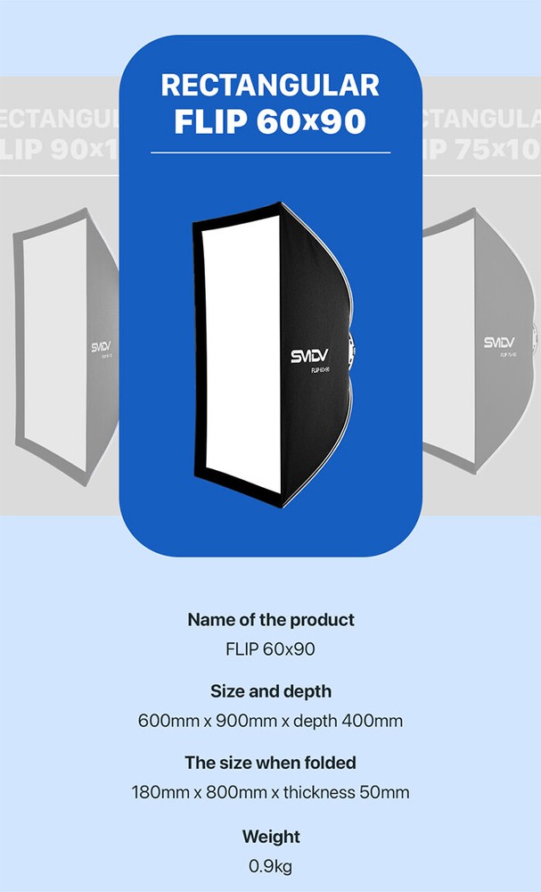 SMDV FLIP NEMO 60x90 Quick Soft Detachable Rectangular Diffuser Speed-Box+Pouch