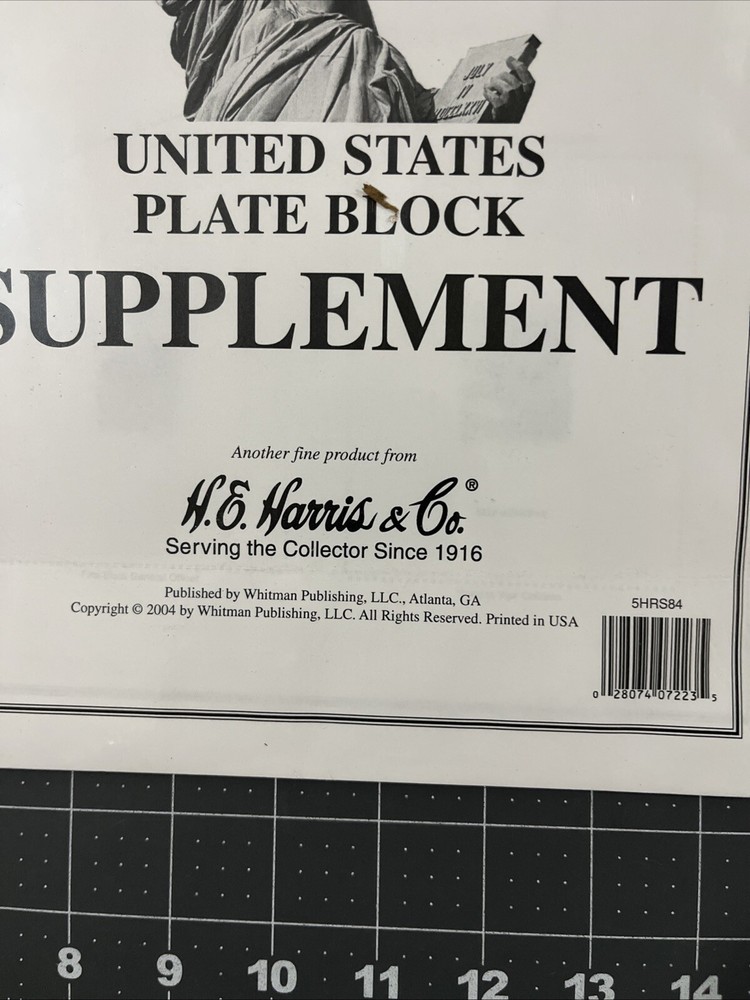 H.E. Harris United States Plate Block Album 1997 Supplement Stamp Pages - New