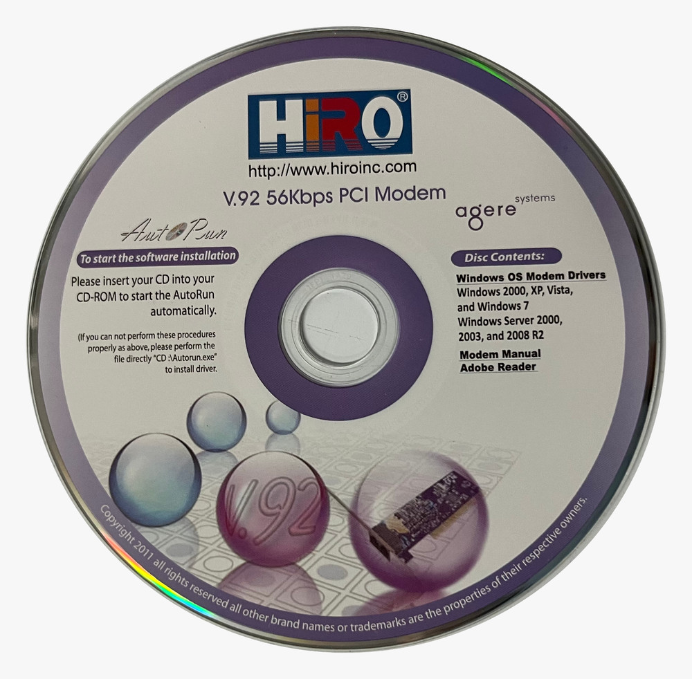 HIRO Installation Software for Agere V.92 56Kbps PCI Modem Systems