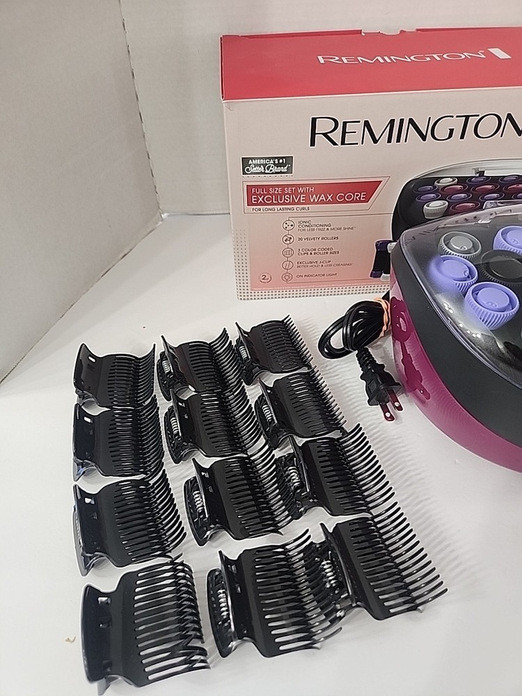 REMINGTON Full Size Set 20 Rollers Ionic Style Hot Curlers Wax Core With Clips