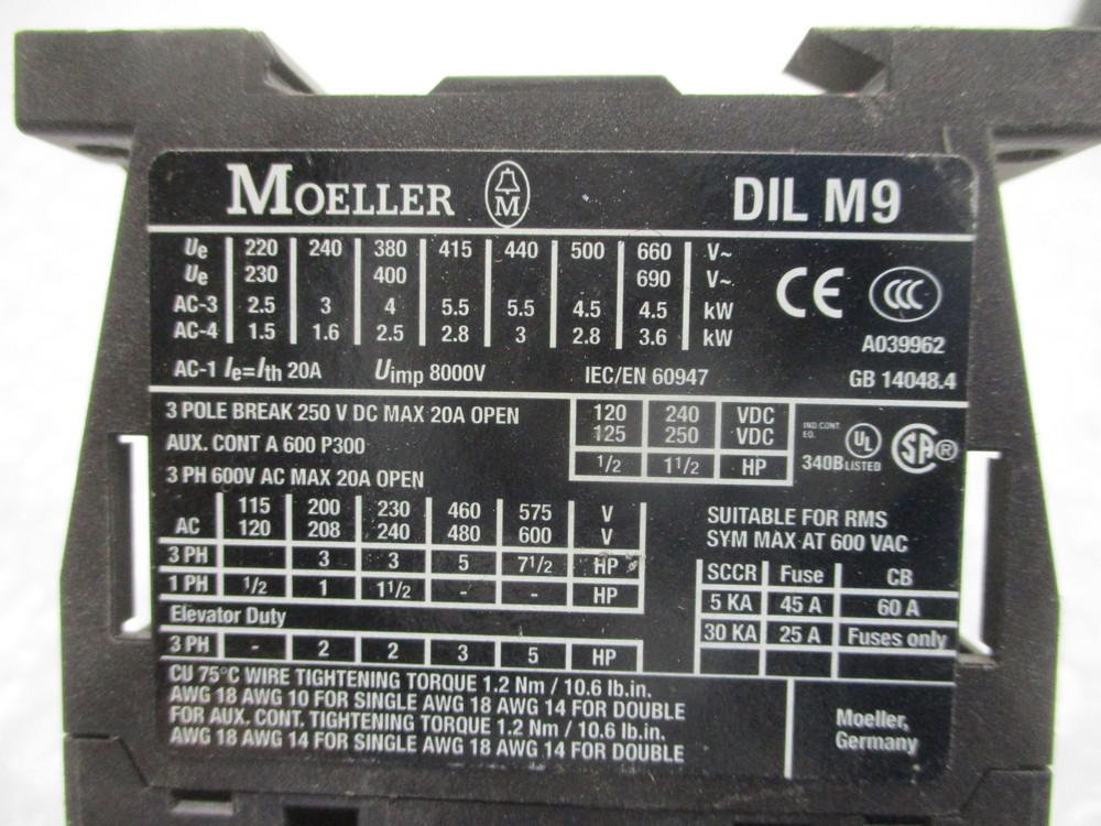 MOELLER DILM9 CONTACTOR 24V NSNP