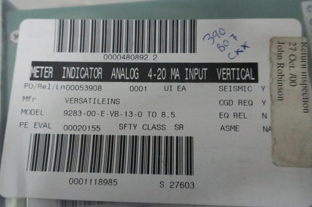 Versatile Measuring Instruments 9283-00E-VB-13N Panel Meter 0-8.5m