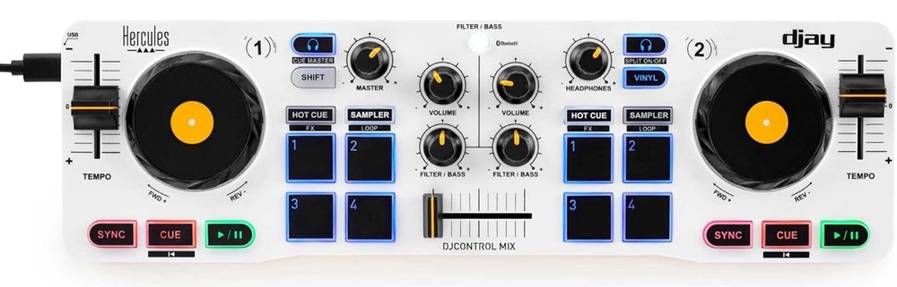 Hercules DJControl Mix Wireless Double Deck Controller - White