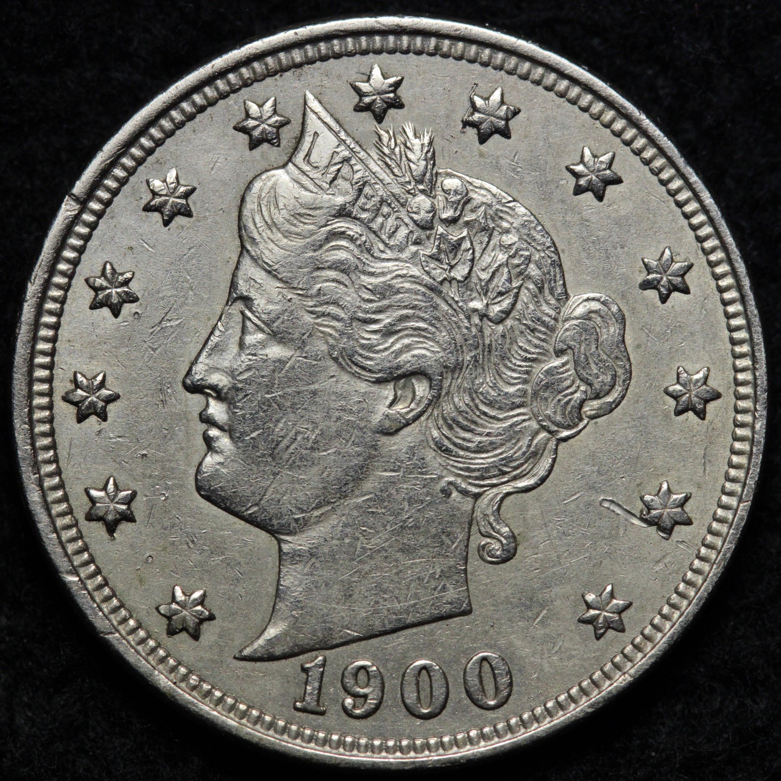 1900 Liberty V Nickel AU E199 URCM