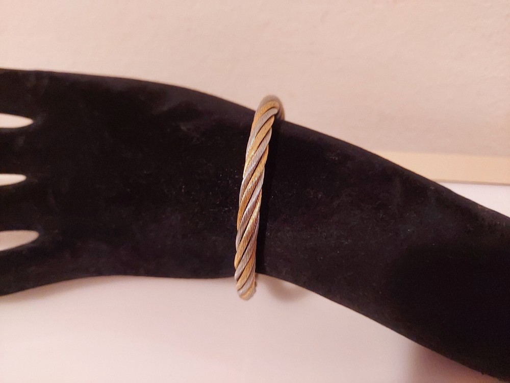 wire cuff bracelet rope style 2 tone