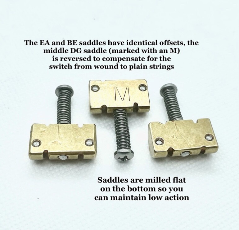 Bensonite Compensated Telecaster Saddles - Brass