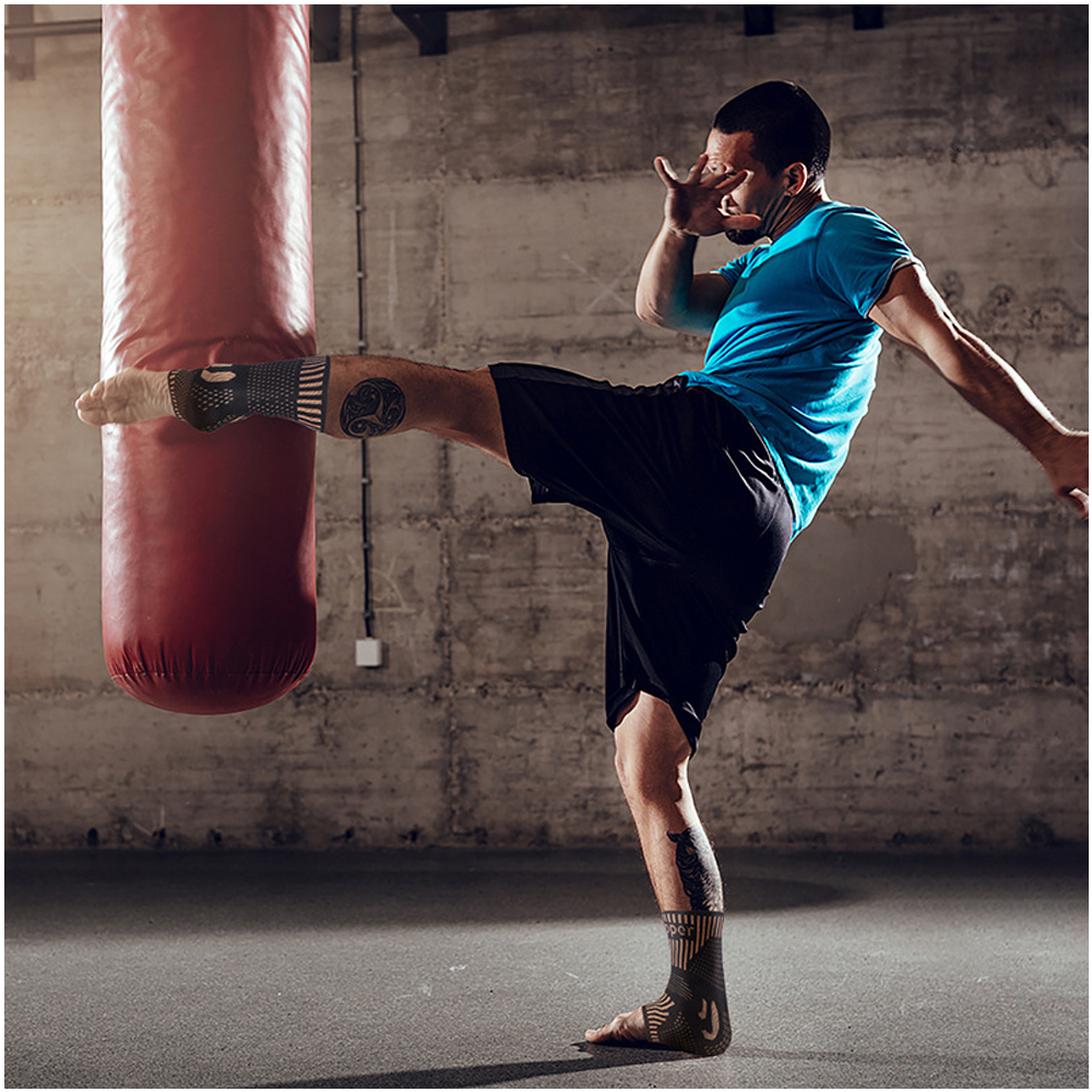 Copper Ankle Support Brace Stabilizer Compression Sleeve Socks Foot Pain Relief