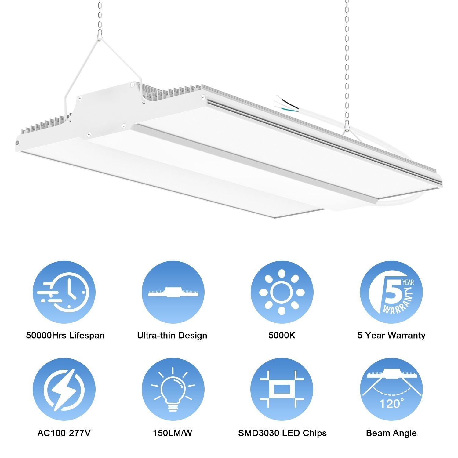2 Pack 1.6FT 240W LED Linear High Bay light Commercial Warehouse Lights 100-277V