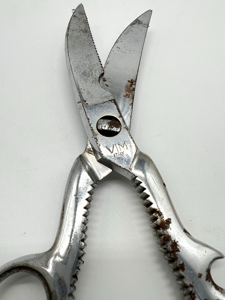 Vintage VIM Italy Curved Blade Kitchen Shears Scissors - Silver