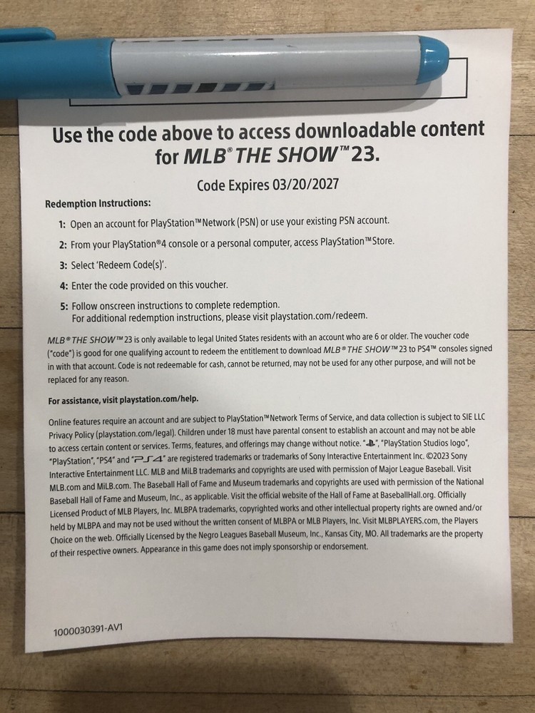 MLB The Show 23 - 5000 Stubs DLC Code PS4 PSN