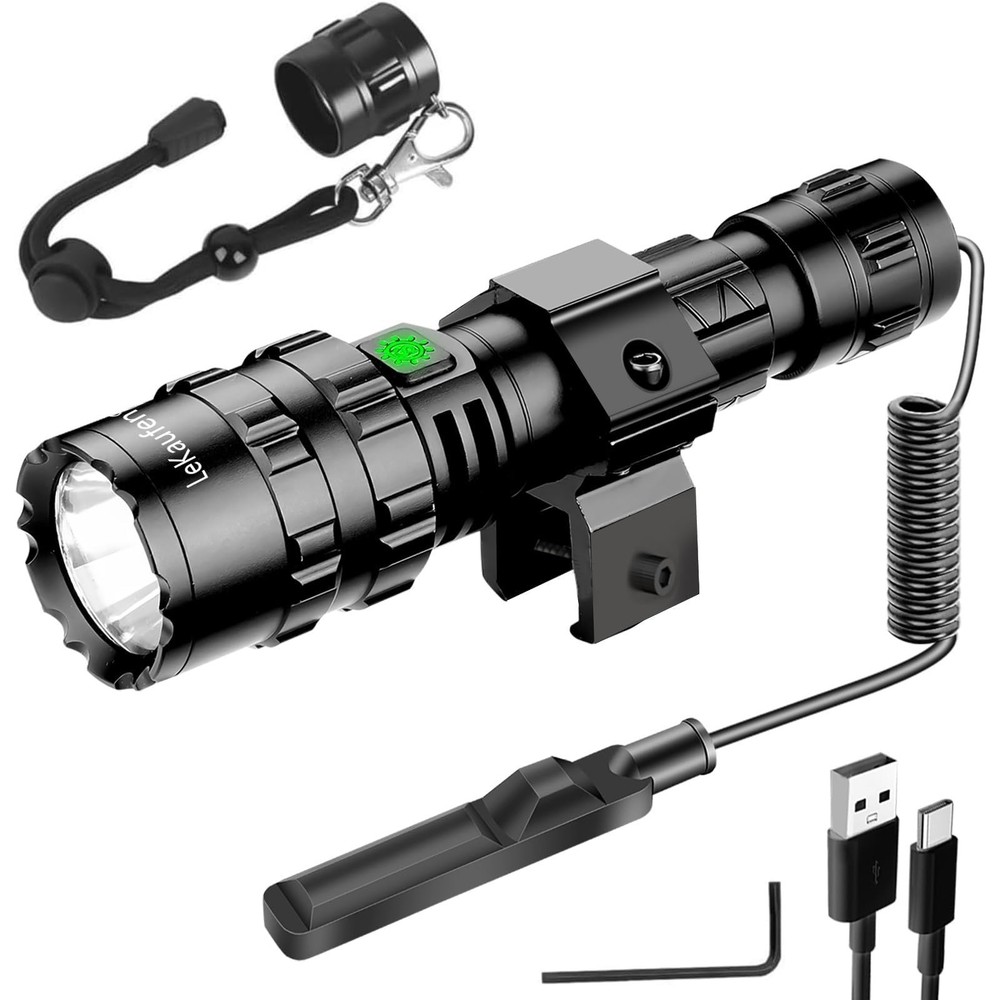 3000 Lumen Tactical Flashlight with Picatinny Rails Mount and Press... Fast Ship
