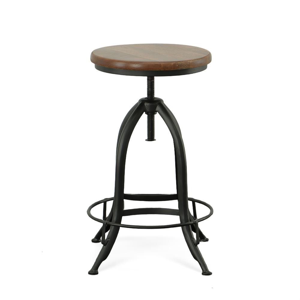Ryder Adjustable Barstool - Chestnut Seat - Black Base