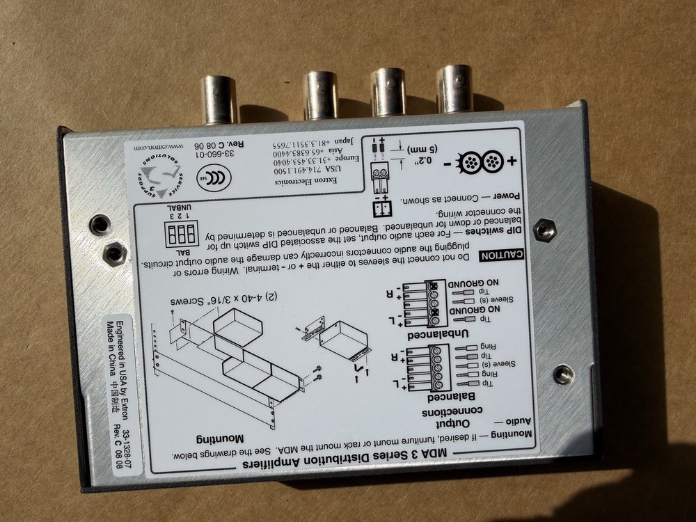 Extron MDA 3AV Versa Tools Distribution Amplifier No Power adapter