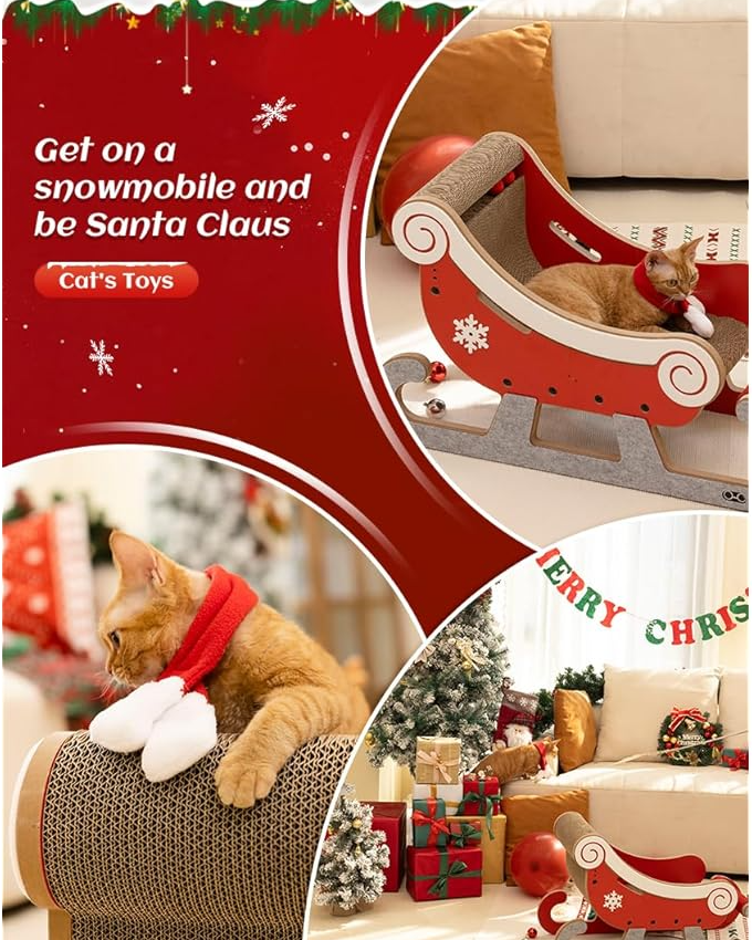 Cat Christmas Tree Scratching Post - Christmas Sleigh