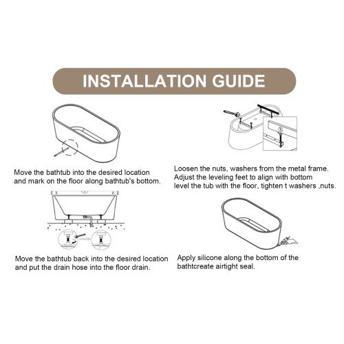 59 inch Bathroom Tub Made of Acrylic Glossy White Finish Freestanding Bathtub