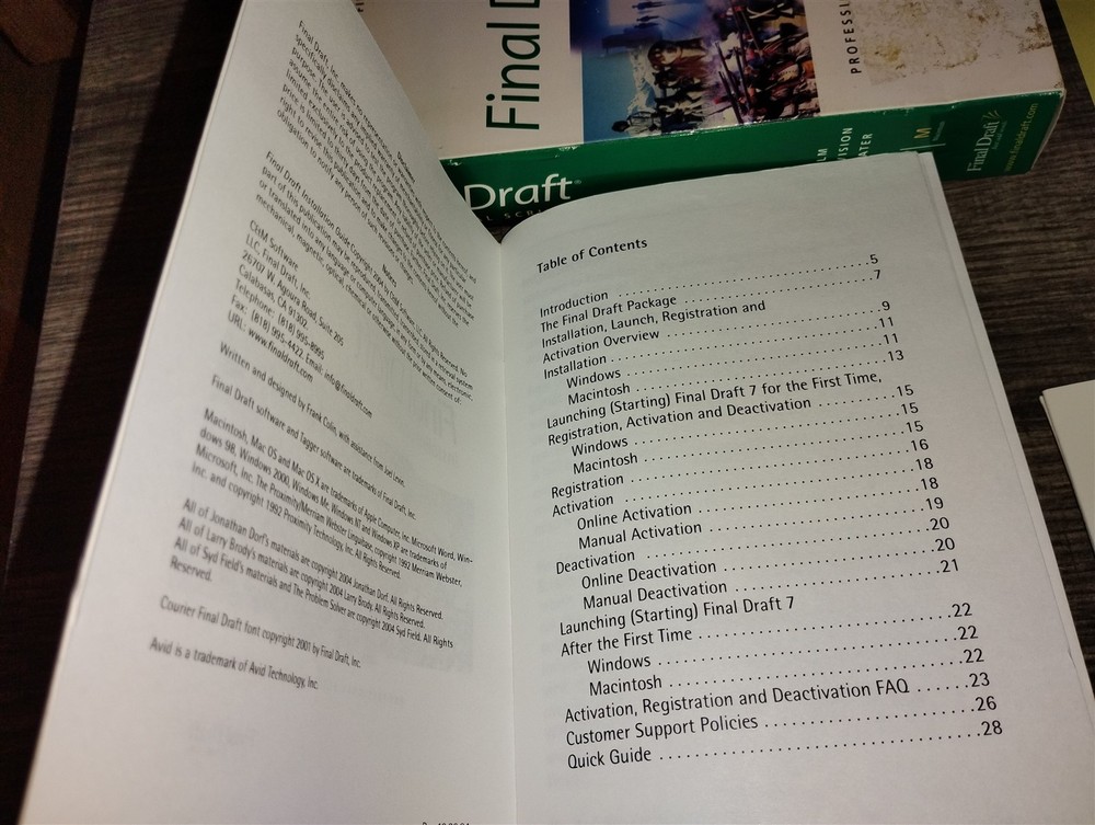 Final Draft Version 7 Scriptwriting Software PC/Mac CD-ROM 2004 C&M Windows 98XP