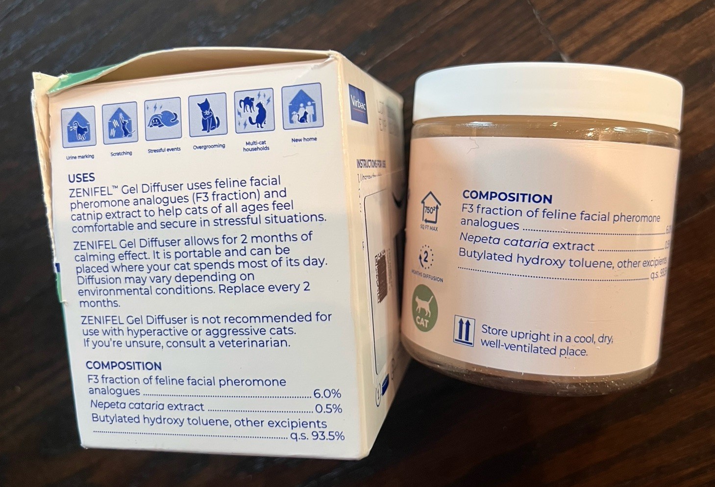 Zenifel Gel Diffuser For Cats, Calming Pheromones and Catnip Extract , 8.1 oz