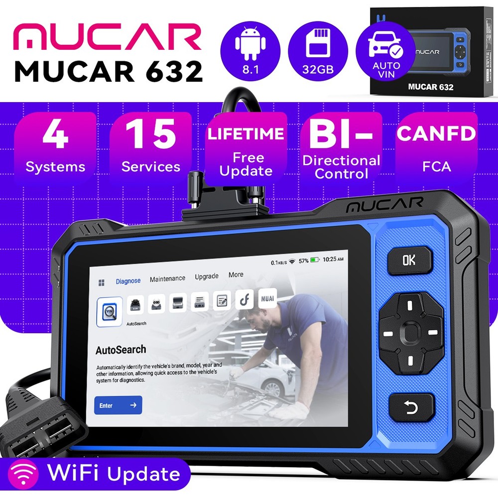MUCAR 632 Car OBD2 Diagnostic Scan Tool ABS SRS Engine Code Reader Action Test