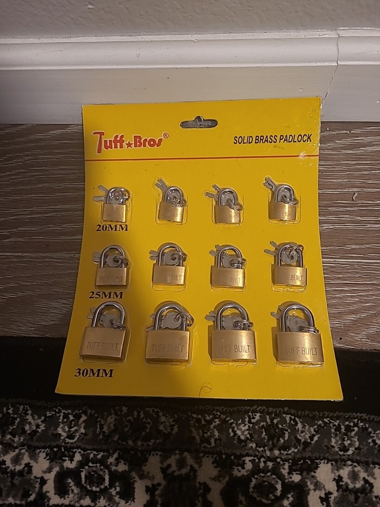 Tuff Built 20mm 25mm 30mm assorted Solid Brass Locks (12) Brand New