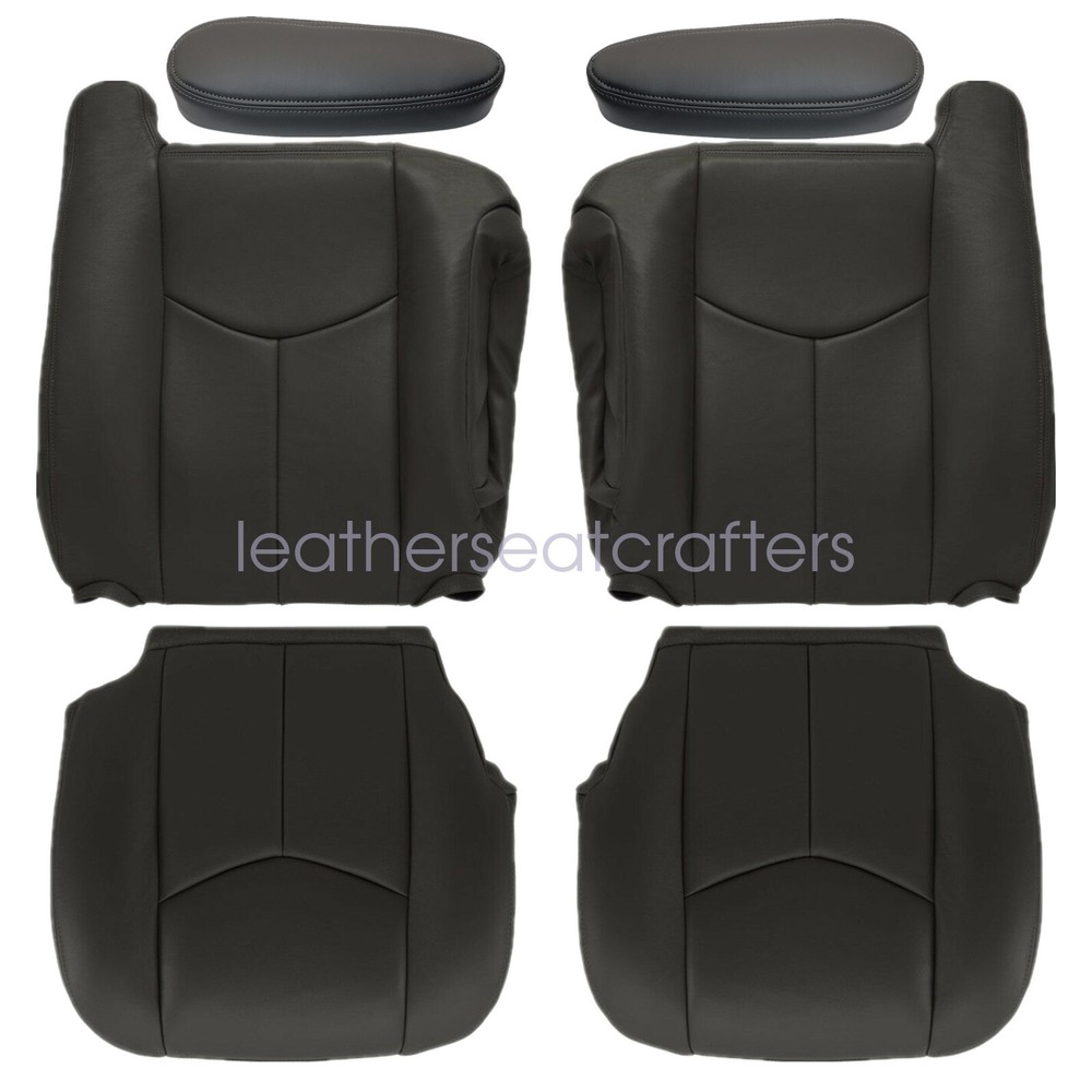For 2003-2006 Chevy Avalanche Front Top & Bottom & Armrest Seat Cover Dark Gray