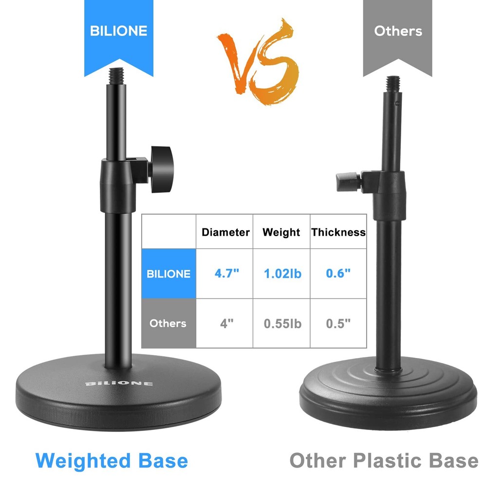 3 In 1 Multi Function Desktop Microphone Stand Adjustable Table Mic Stand With M