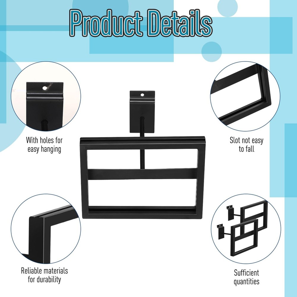 4 Pcs Rectangular Faceout Sign Holders for Slatwall Holds Gridwall Accessorie...