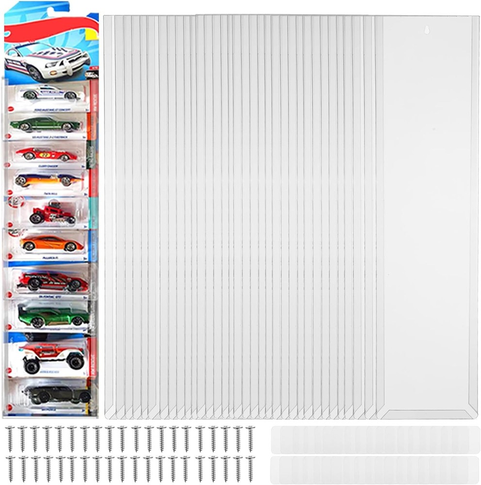 36Pcs Clear Display Case for Packaged Model Cars,Model Car Display Cases Wall...