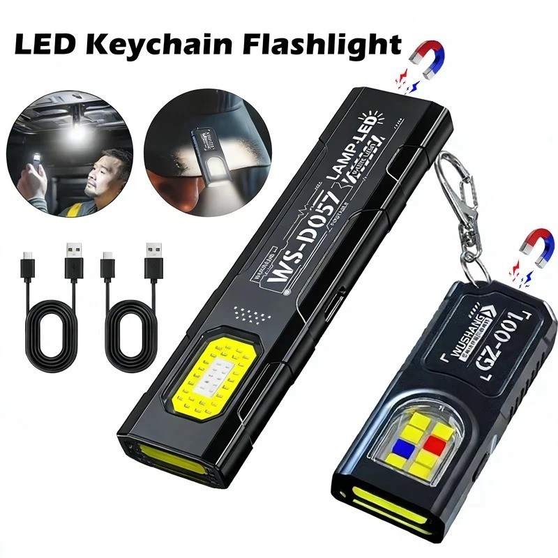 Powerful Mini LED Keychain Flashlight USB Rechargeable Waterproof EDC SOS Light