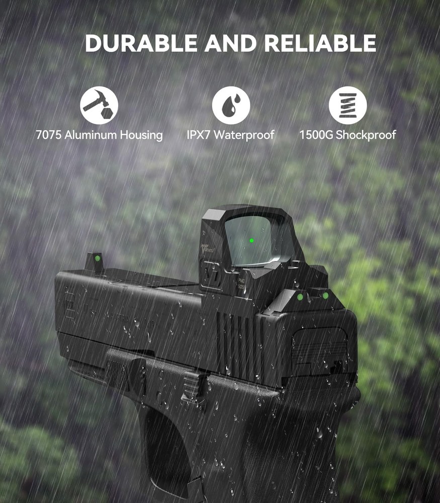 VOTATU PMD505-SG Shake Awake Green Dot 3 MOA Micro Reflex Sight Black