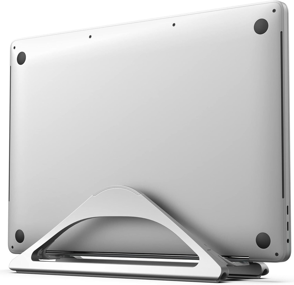 HumanCentric Vertical Laptop Stand for Desks (Silver) | Adjustable Silver