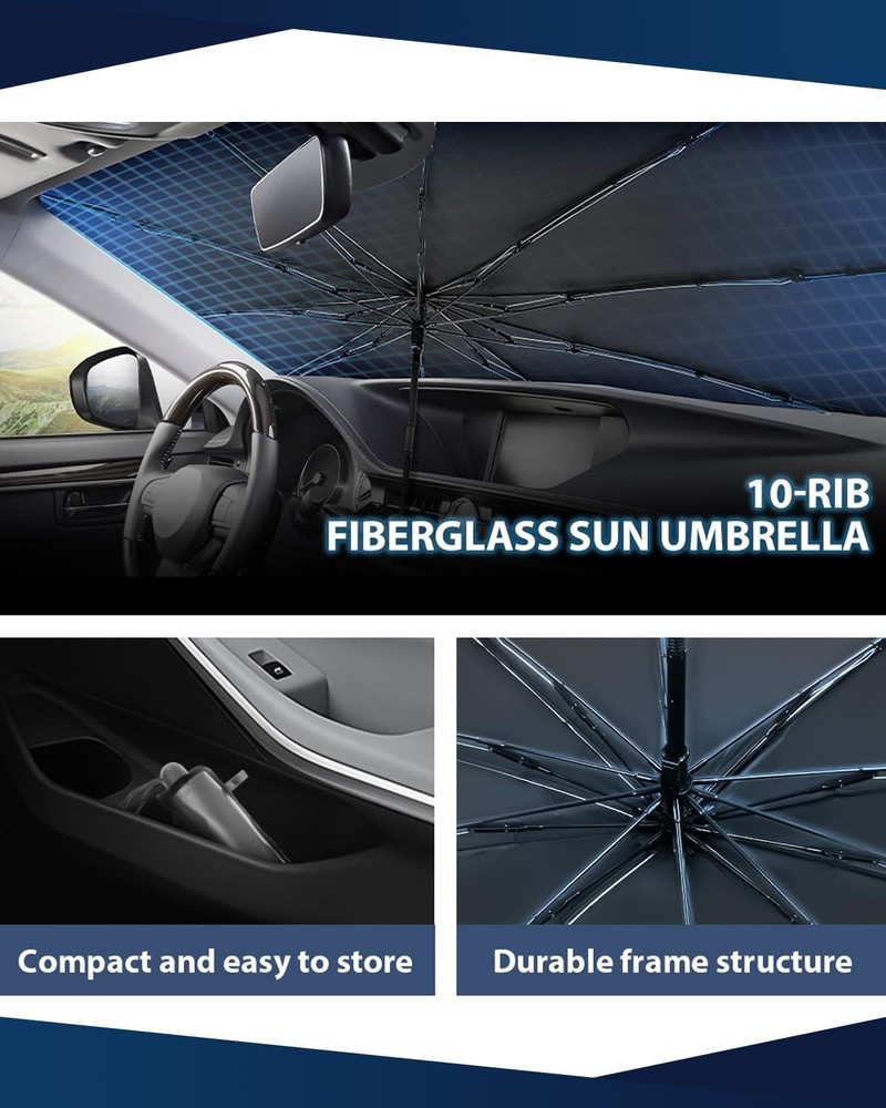 Retractable Windshield Sun Shade 99% UV Blocking Foldable Car Sunshade Medium