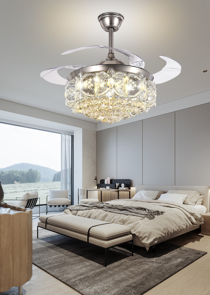 42" Ceiling Fan With Crystal Accents & Remote Control