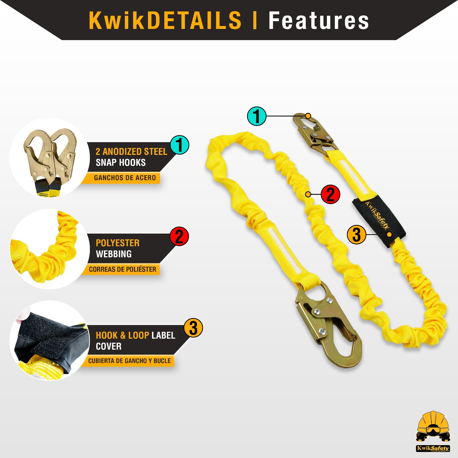 KwikSafety RATTLER 6' Shock Absorbing Safety Lanyard