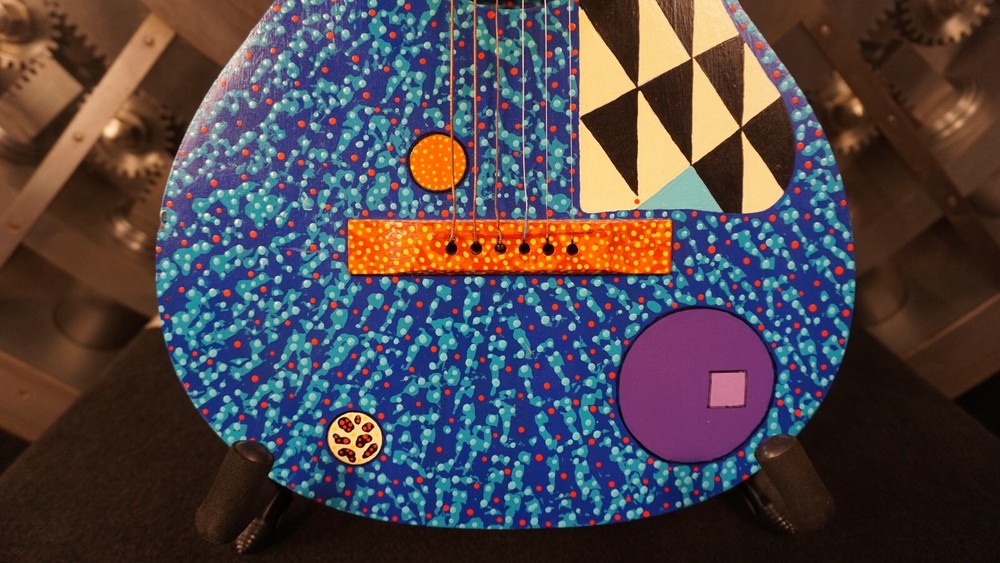 Hap "Michael Hapner" Hand Painted Guitar Blue Psychedelic Wall Art