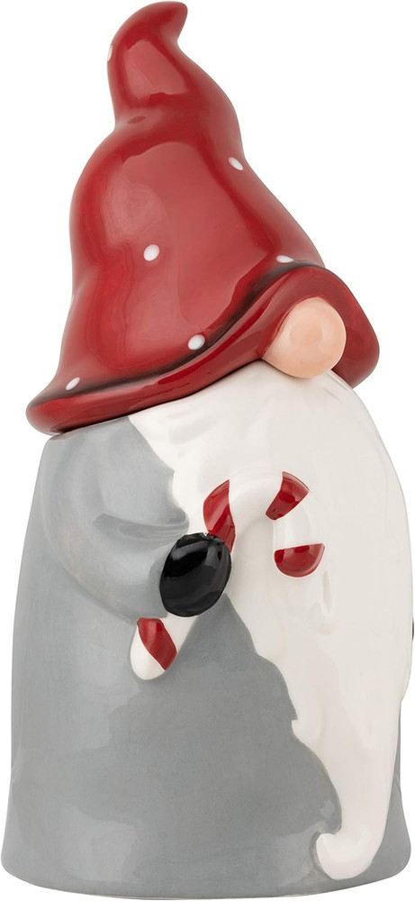 Nordic Gnome Set Cookie Jar, 4 Piece, Gray/Red