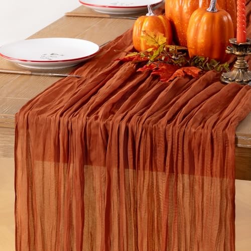 Valentines Day Table Runner Cheesecloth Table Runner 14FT 14ft Terracotta