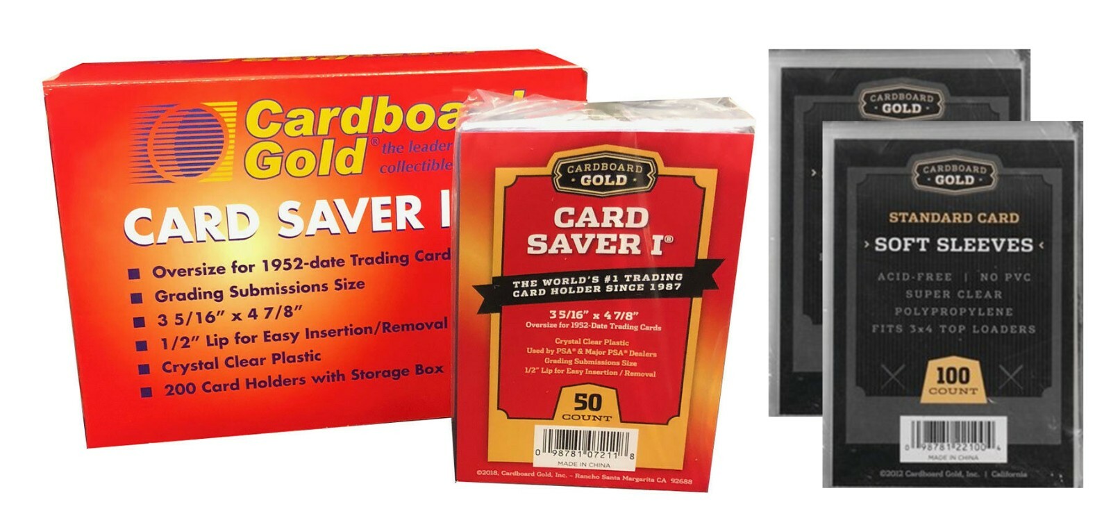 1 BOX(200) CARD SAVER 1 SEMI RIGID CARD HOLDERS PLUS 200 SOFT SLEEVES