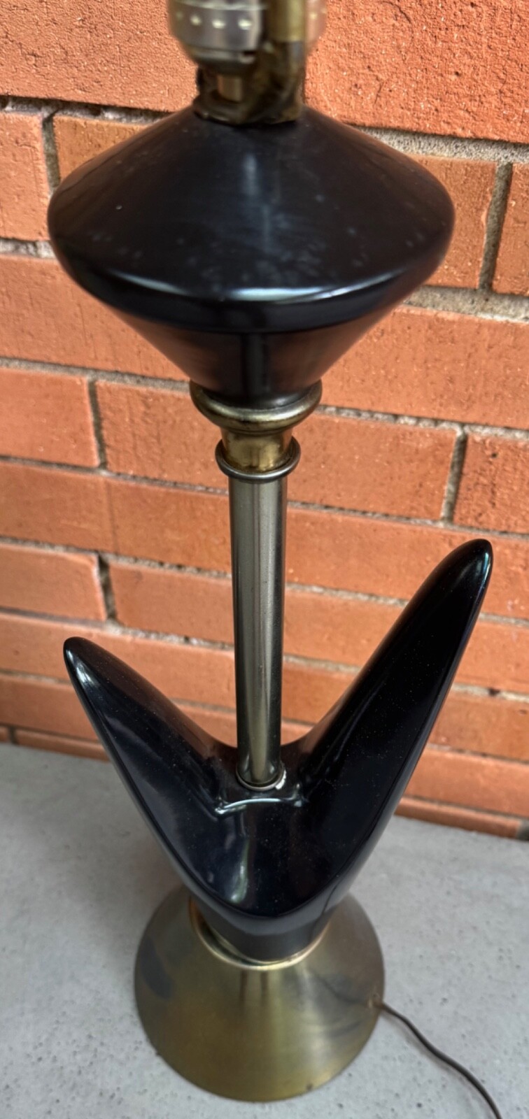 Vintage MCM Black Ceramic Boomerang Lamp Mid Century Modern Lighting Atomic 50s