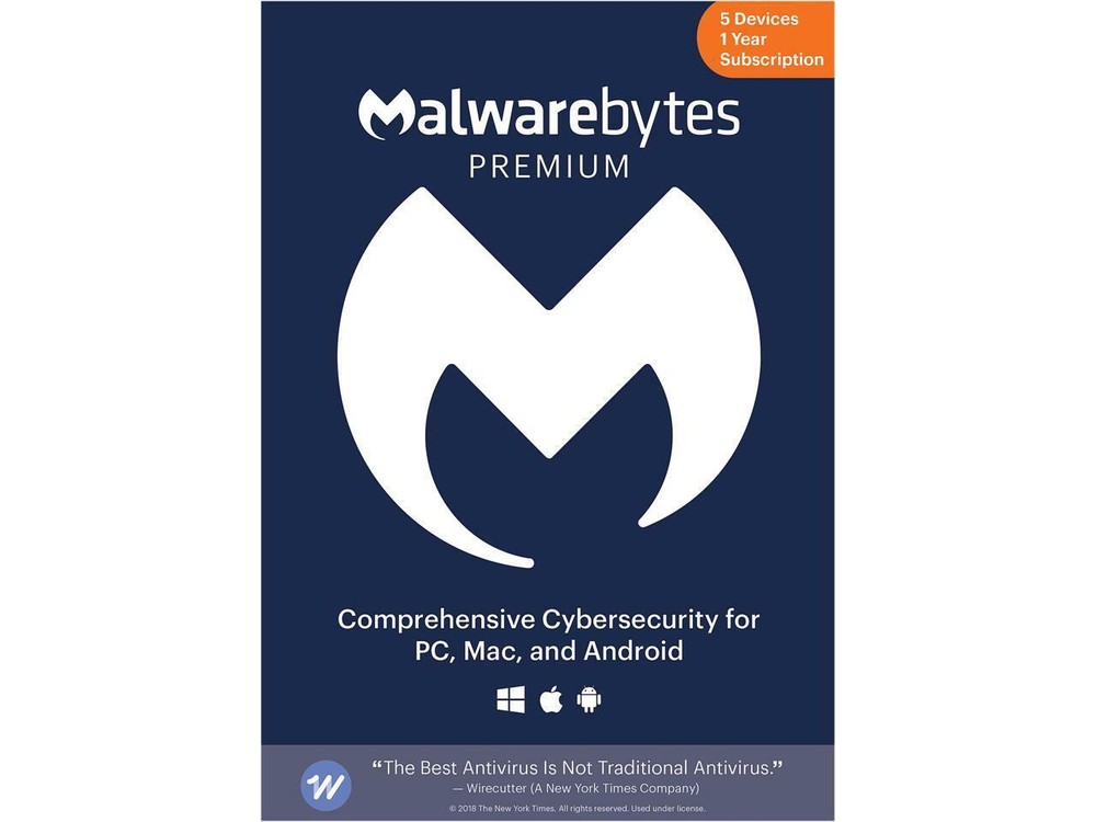 Malwarebytes Premium 4.5 Latest Version - 5 Devices / 1 Year - Key Card